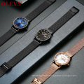 OLEVS Brand Stainless Steel Milanese Strap Quartz Men's WristWatches Fashion Business thin waterproof couple Watch 2019